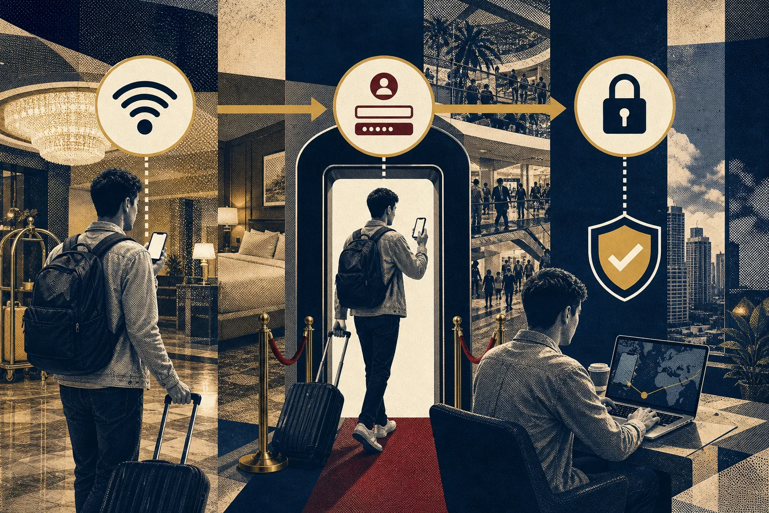 酒店和商场Wi-Fi连不上VPN？正确顺序是先登录网络再连接原创编辑插画