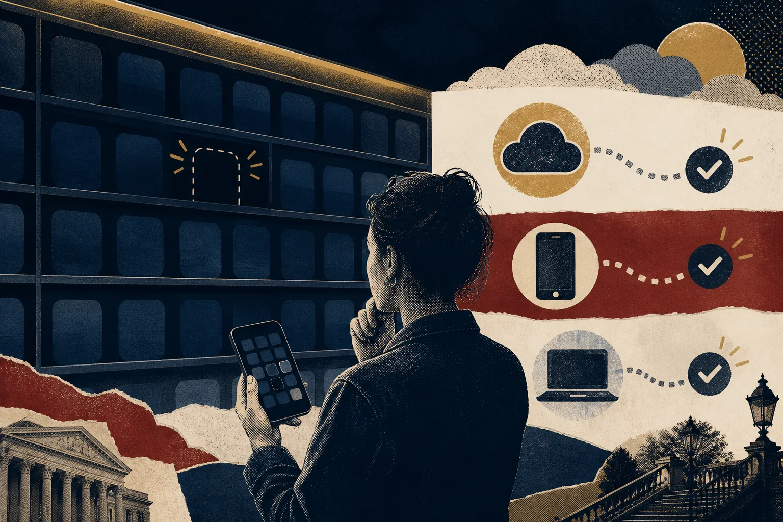 VPN应用突然从商店下架，已经安装的用户应该先做什么？原创编辑插画