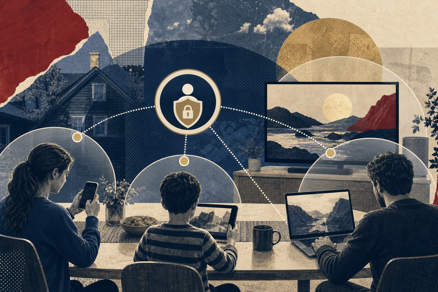 一个VPN账号能给全家设备使用吗？先核对并发、隐私和退出方式原创编辑插画
